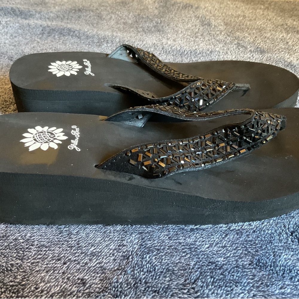 Yellow Box Black Platform Sandals